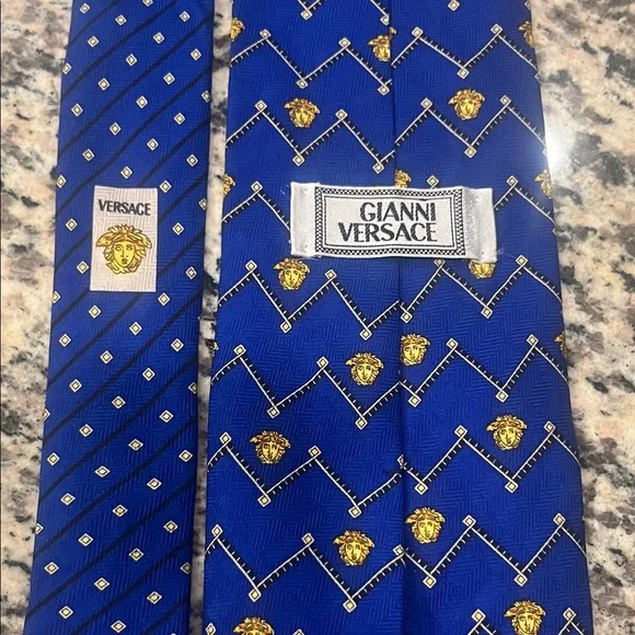 Versace Blue and Gold Medusa Pattern Tie (a repost). - Picture 3 of 5